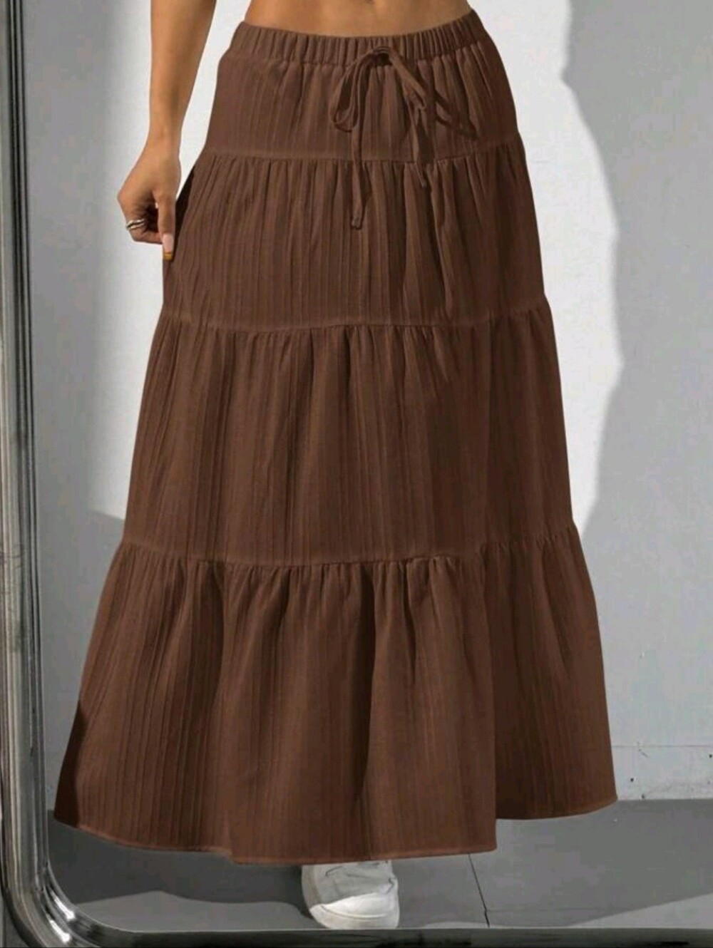 Women's Brown Tiered Maxi Skirt